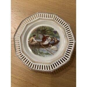 Antique 7” Bavaria Plate Features Summer Pleasures on The River - Sheridan Print